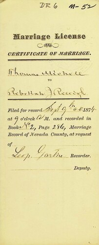 Click to see DR 6 M-52 of Marriage Certificates (DR 6 M)
