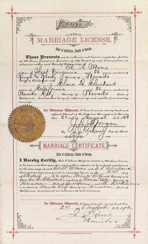 Click to see DR 6 M-62 of Marriage Certificates (DR 6 M)