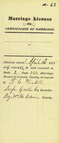 Click to see DR 6 M-63 of Marriage Certificates (DR 6 M)