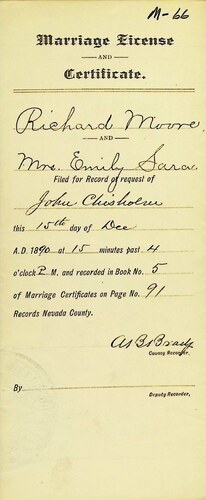 Click to see DR 6 M-66 of Marriage Certificates (DR 6 M)