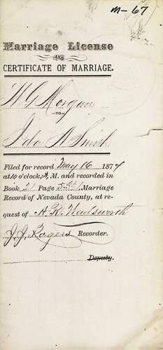 Click to see DR 6 M-67 of Marriage Certificates (DR 6 M)