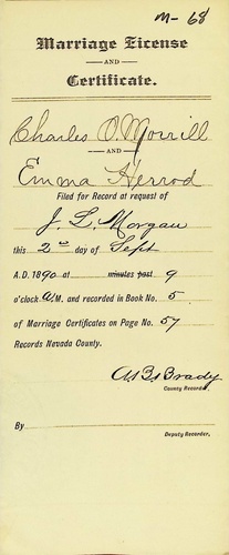 Click to see DR 6 M-68 of Marriage Certificates (DR 6 M)