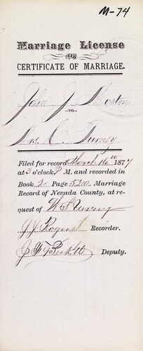 Click to see DR 6 M-74 of Marriage Certificates (DR 6 M)
