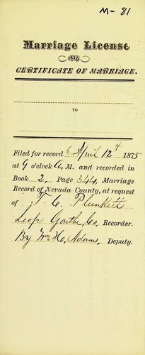 Click to see DR 6 M-81 of Marriage Certificates (DR 6 M)