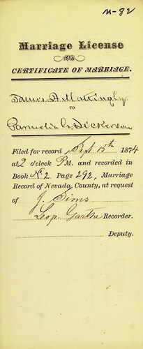 Click to see DR 6 M-82 of Marriage Certificates (DR 6 M)