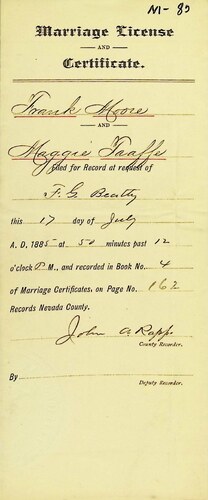 Click to see DR 6 M-85 of Marriage Certificates (DR 6 M)