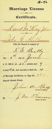 Click to see DR 6 M-86 of Marriage Certificates (DR 6 M)