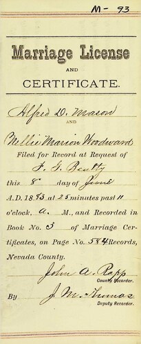 Click to see DR 6 M-93 of Marriage Certificates (DR 6 M)