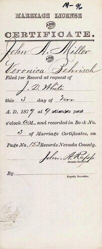 Click to see DR 6 M-96 of Marriage Certificates (DR 6 M)