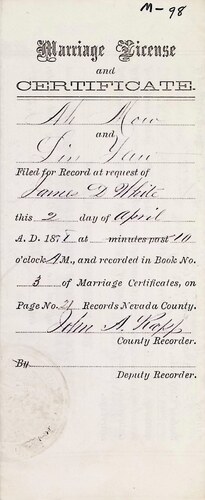 Click to see DR 6 M-98 of Marriage Certificates (DR 6 M)