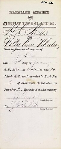 Click to see DR 6 M-101 of Marriage Certificates (DR 6 M)