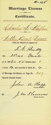 Click to see DR 6 M-105 of Marriage Certificates (DR 6 M)
