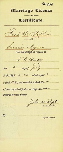 Click to see DR 6 M-106 of Marriage Certificates (DR 6 M)