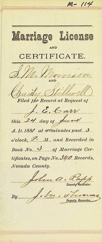 Click to see DR 6 M-114 of Marriage Certificates (DR 6 M)