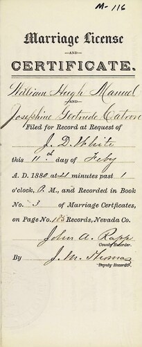Click to see DR 6 M-116 of Marriage Certificates (DR 6 M)