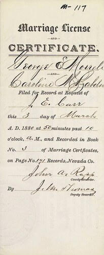 Click to see DR 6 M-117 of Marriage Certificates (DR 6 M)