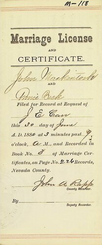 Click to see DR 6 M-118 of Marriage Certificates (DR 6 M)