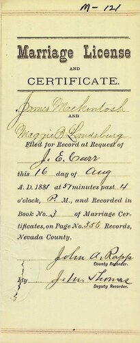 Click to see DR 6 M-121 of Marriage Certificates (DR 6 M)