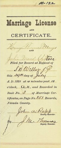 Click to see DR 6 M-122 of Marriage Certificates (DR 6 M)