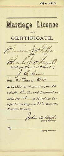 Click to see DR 6 M-123 of Marriage Certificates (DR 6 M)