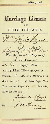 Click to see DR 6 M-124 of Marriage Certificates (DR 6 M)