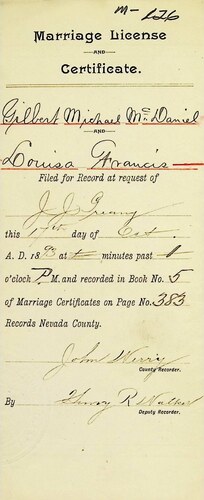 Click to see DR 6 M-126 of Marriage Certificates (DR 6 M)