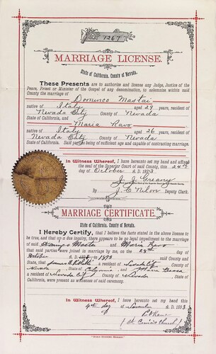 Click to see DR 6 M-129 of Marriage Certificates (DR 6 M)