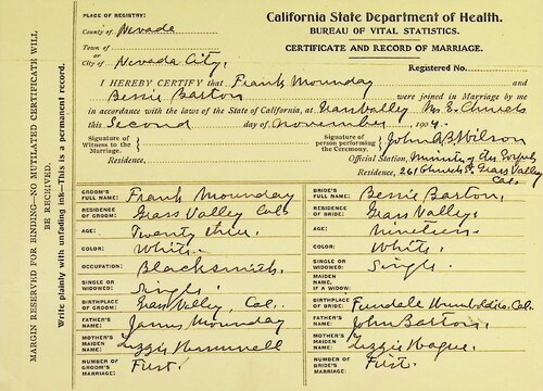 Click to see DR 6 M-133 of Marriage Certificates (DR 6 M)