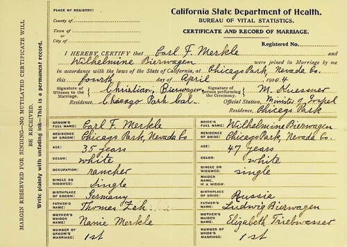 Click to see DR 6 M-138 of Marriage Certificates (DR 6 M)