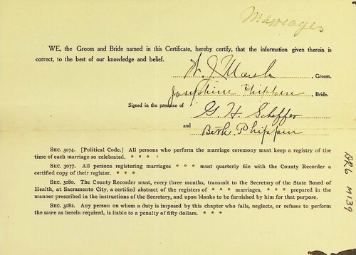 Click to see DR 6 M-139 of Marriage Certificates (DR 6 M)
