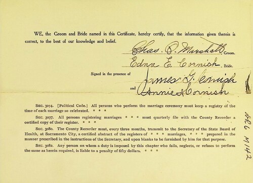 Click to see DR 6 M-142 of Marriage Certificates (DR 6 M)