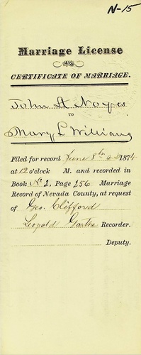 Click to see DR 6 N-15 of Marriage Certificates (DR 6 N)