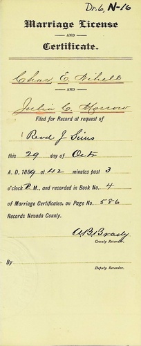 Click to see DR 6 N-16 of Marriage Certificates (DR 6 N)