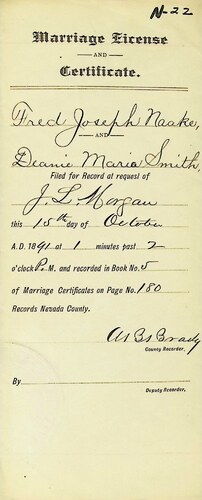 Click to see DR 6 N-22 of Marriage Certificates (DR 6 N)