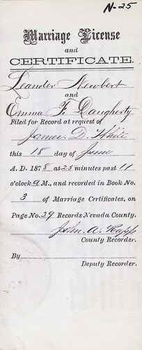 Click to see DR 6 N-25 of Marriage Certificates (DR 6 N)