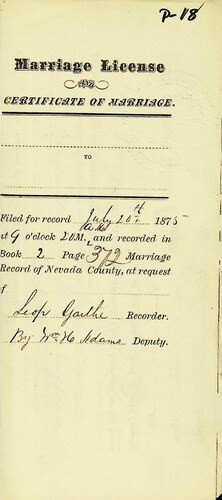 Click to see DR 6 P-18 of Marriage Certificates (DR 6 P)