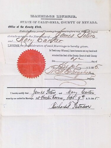 Click to see DR 6 P-19 of Marriage Certificates (DR 6 P)