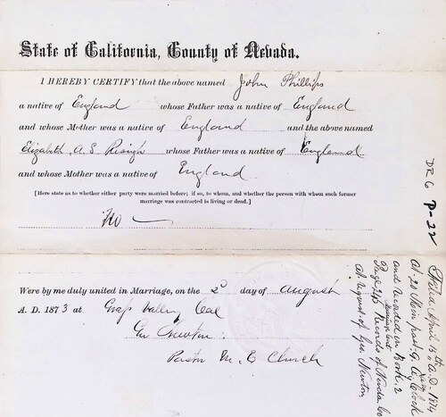 Click to see DR 6 P-22 of Marriage Certificates (DR 6 P)