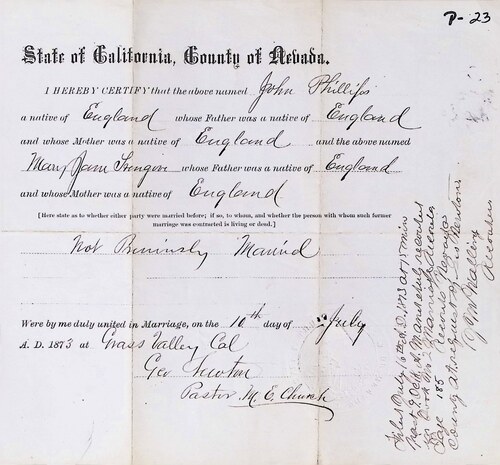 Click to see DR 6 P-23 of Marriage Certificates (DR 6 P)
