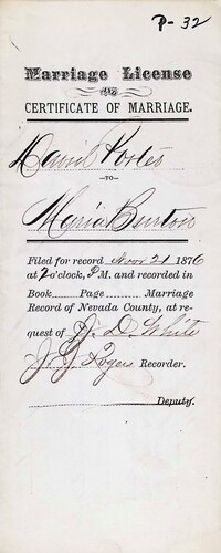 Click to see DR 6 P-32 of Marriage Certificates (DR 6 P)