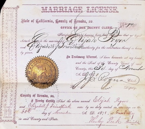 Click to see DR 6 P-38 of Marriage Certificates (DR 6 P)
