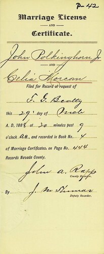 Click to see DR 6 P-42 of Marriage Certificates (DR 6 P)