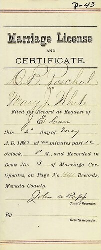 Click to see DR 6 P-43 of Marriage Certificates (DR 6 P)