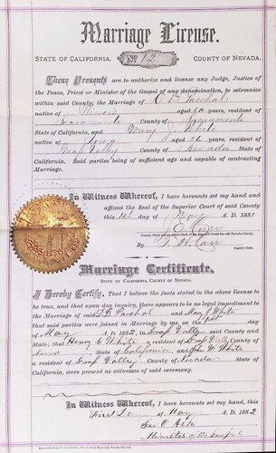 Click to see DR 6 P-43 of Marriage Certificates (DR 6 P)