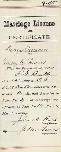 Click to see DR 6 P-45 of Marriage Certificates (DR 6 P)