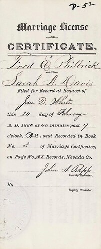 Click to see DR 6 P-52 of Marriage Certificates (DR 6 P)