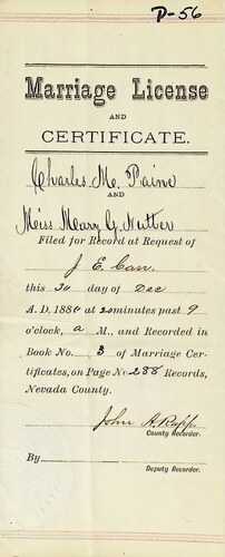 Click to see DR 6 P-56 of Marriage Certificates (DR 6 P)