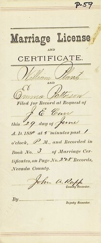 Click to see DR 6 P-59 of Marriage Certificates (DR 6 P)