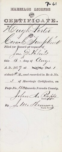 Click to see DR 6 P-61 of Marriage Certificates (DR 6 P)