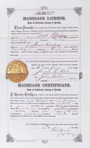 Click to see DR 6 P-62 of Marriage Certificates (DR 6 P)
